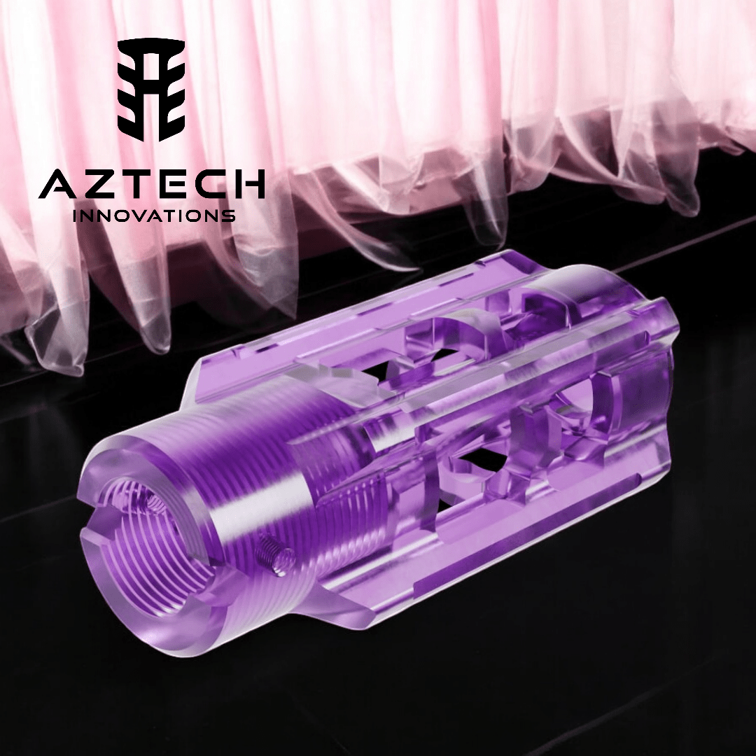 Aztech HellFire V2 polymer hop up in purple, enhancing blaster performance and aesthetics.