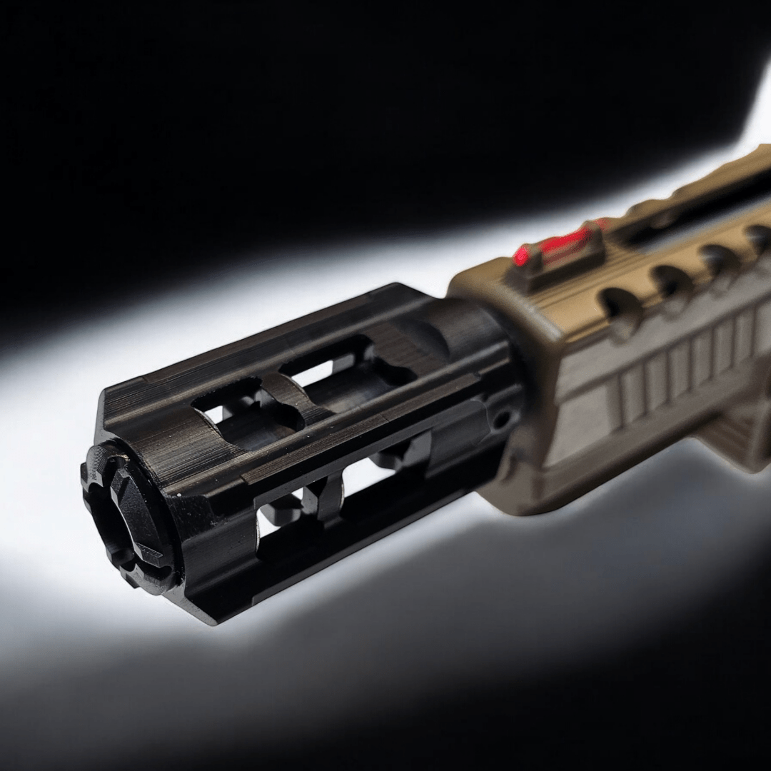 Aztech HellFire V2 polymer hop-up with muzzle brake styling for enhanced performance and accuracy.