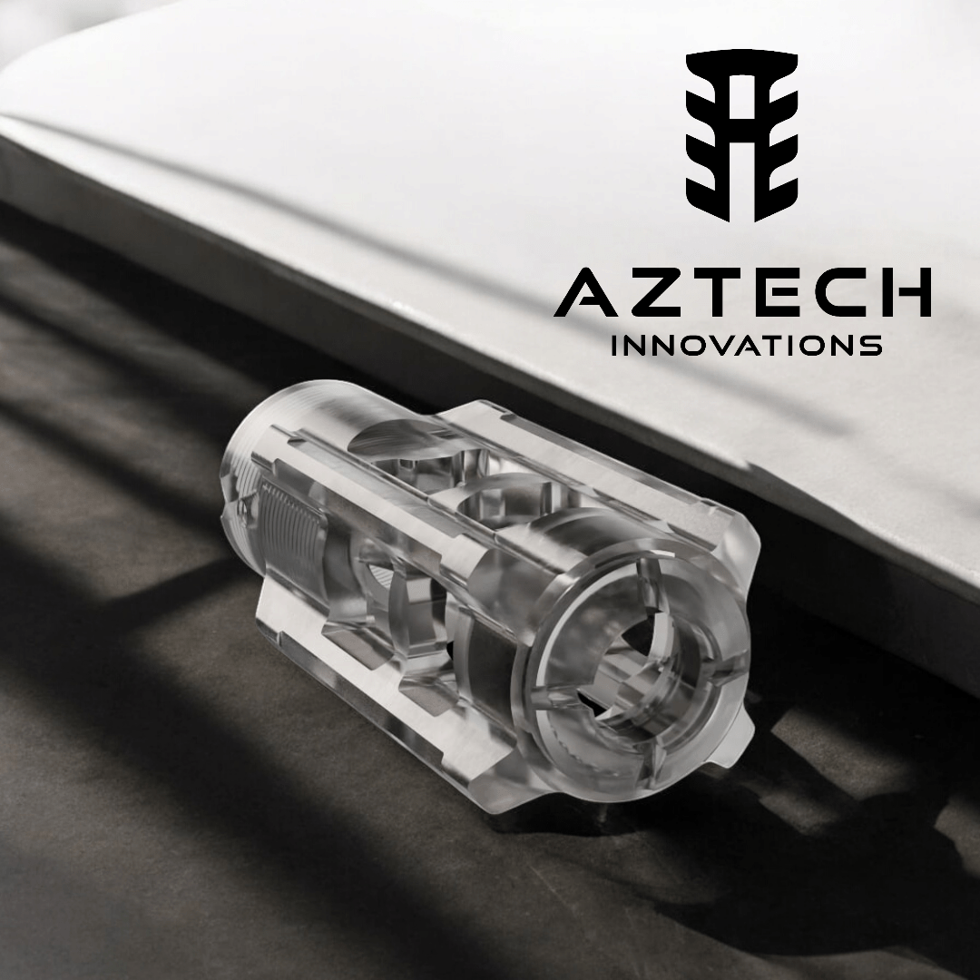 Aztech HellFire V2 polymer Hop Up with muzzle brake styling for enhanced blaster performance and accuracy.
