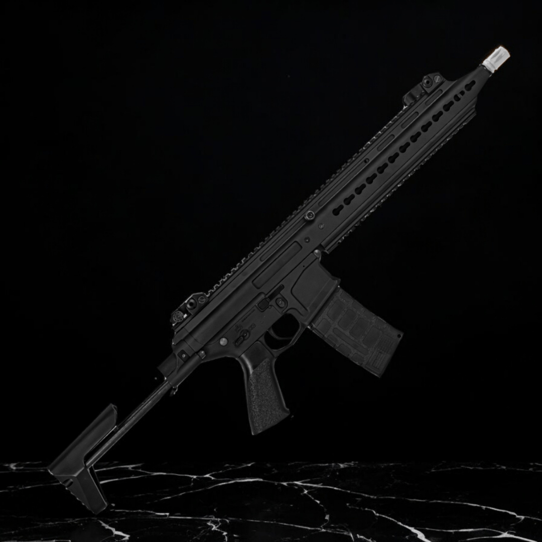 Classic Army SCARAB ABR AEG Gel Blaster in black, showcasing CNC machined features and sleek design.