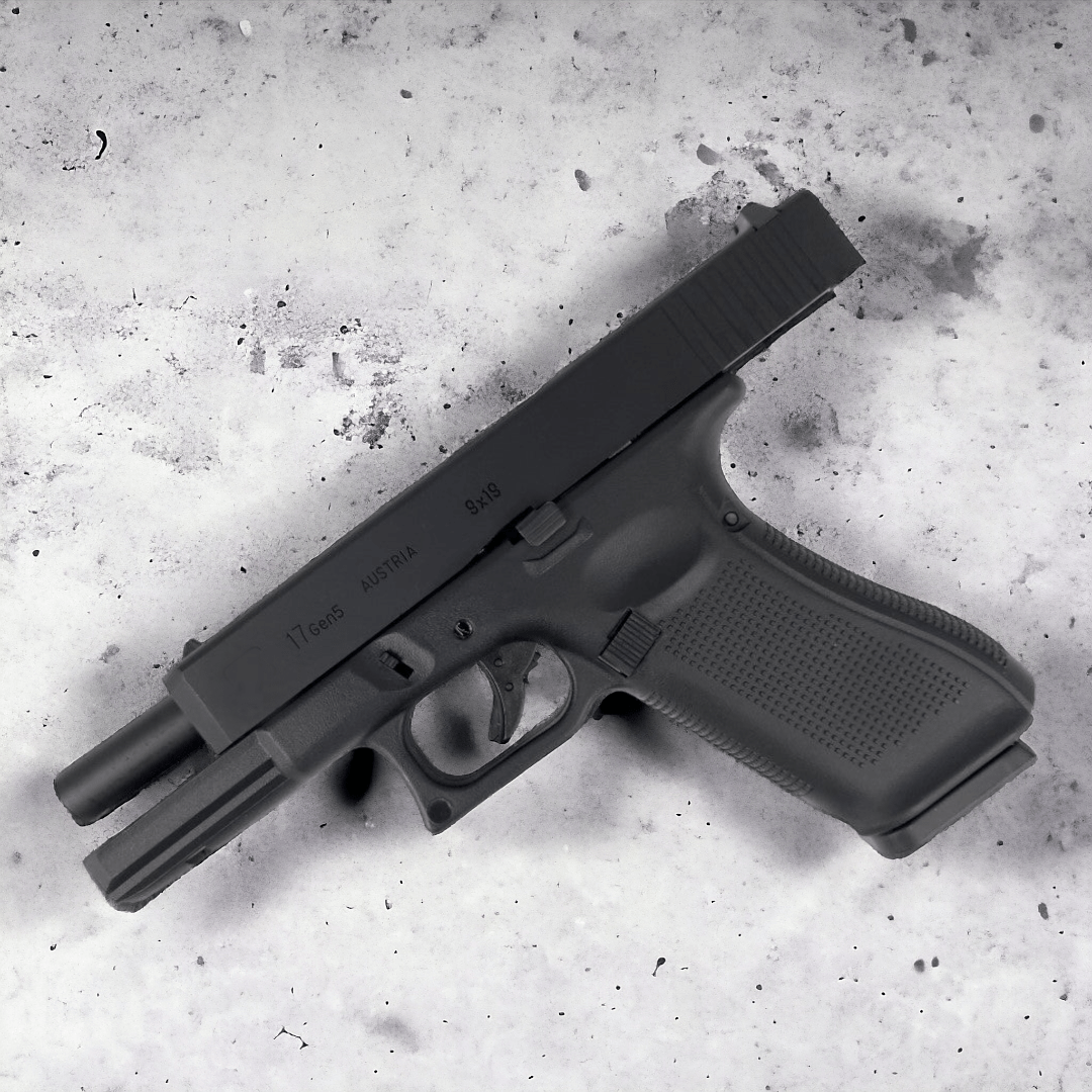 E&C G17 Gas Blowback Gel Blaster Pistol in black, showcasing realistic design and precision features.