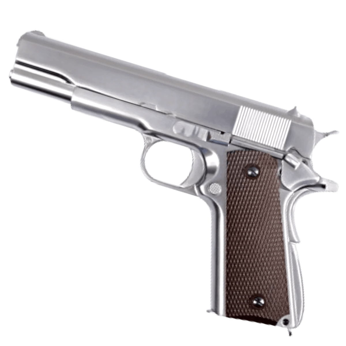 WE Tech 1911 GI Gelsoft Gas Blow Back Pistol - Chrome + Checker Grips - Azraels Armoury