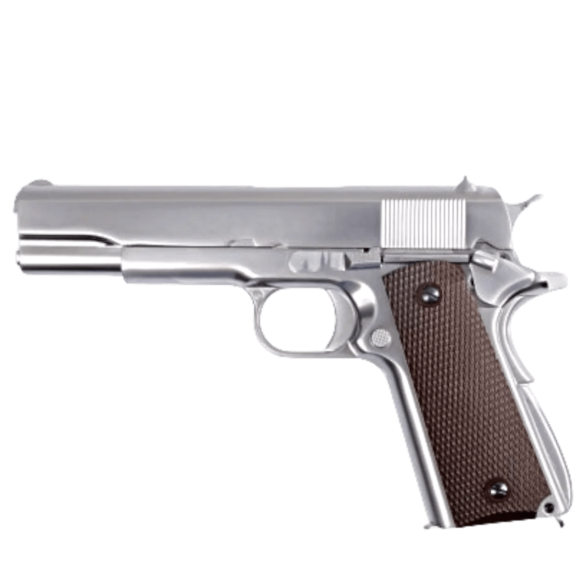 WE Tech 1911 GI Gelsoft Gas Blow Back Pistol - Chrome + Checker Grips - Azraels Armoury