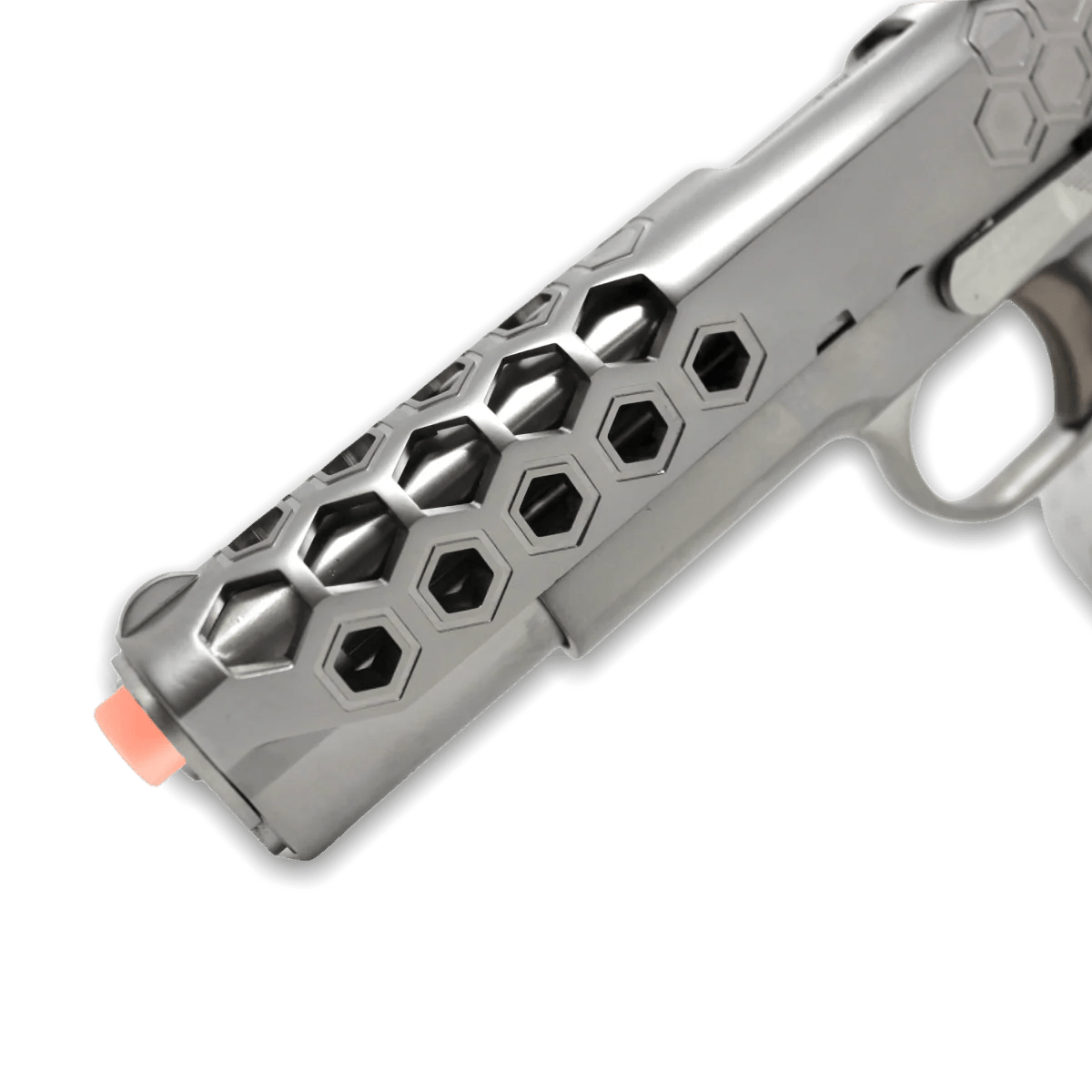 WE Tech 1911 Hex Cut Gelsoft Gas Blowback Gel Blaster - Silver - Azraels Armoury