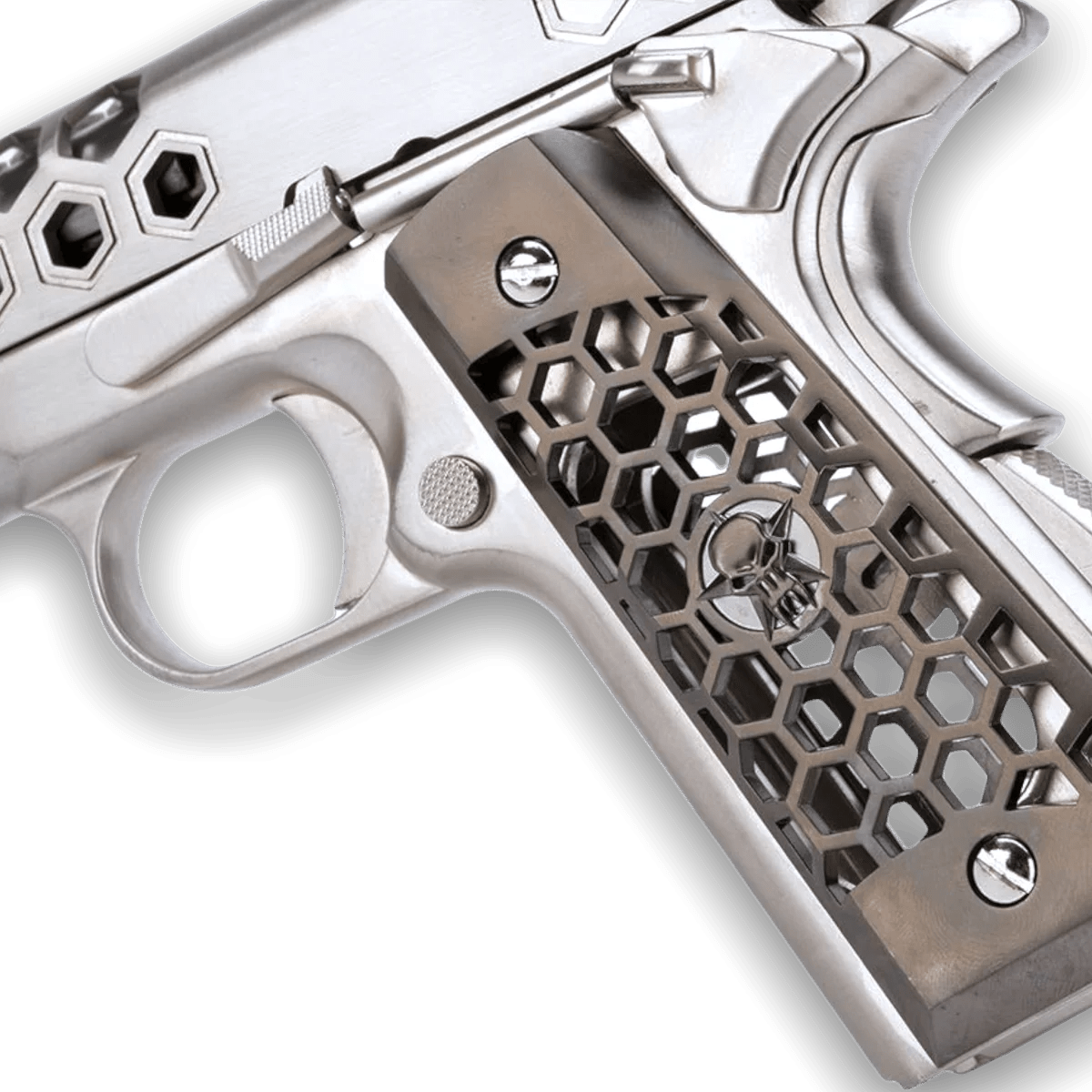 WE Tech 1911 Hex Cut Gelsoft Gas Blowback Gel Blaster - Silver - Azraels Armoury