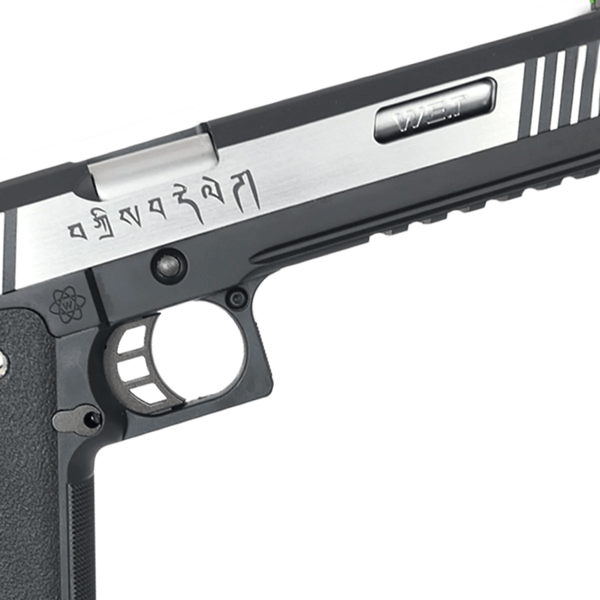 WE - Tech Hi - Capa 6" T - Rex “Force" Competition Auto/Semi Gas Blowback Gel Blaster Pistol - Black/Silver/Markings - Azraels Armoury