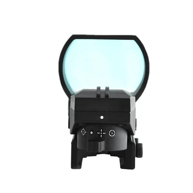 Front view of XFTactical Red Dot Sight, ultra-compact and shockproof, designed for accurate shooting in gel ball games.