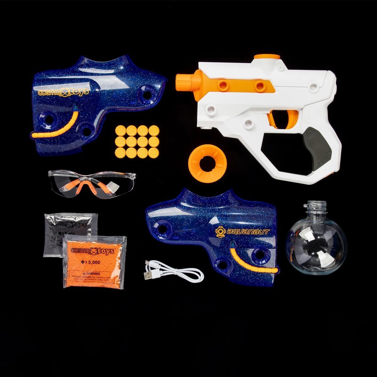 CosmoX Aquanaut Sci - Fi Gel Blaster Pistol – Blue with Glitter - Azraels Armoury