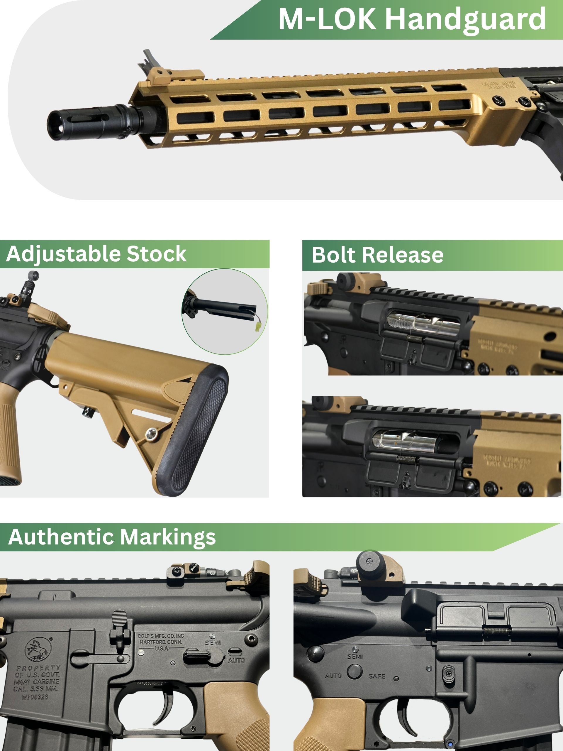 E&C 13.5 INCH MK16 URGI M-LOCK AEG Gel Blaster Replica