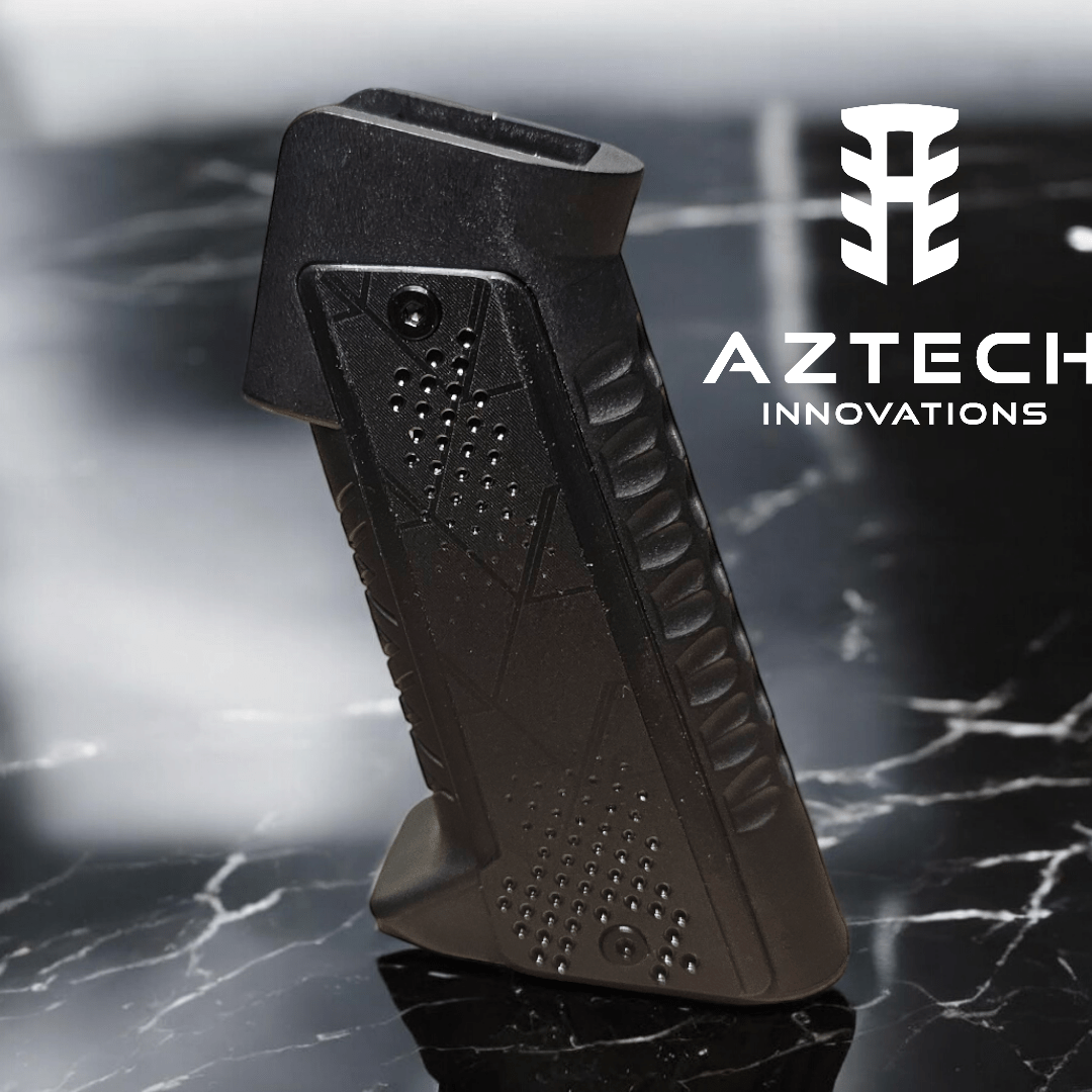 Aztech Innovations Chimera Grip - durable ABS polymer design with skeletonized V2 style on a marble surface.