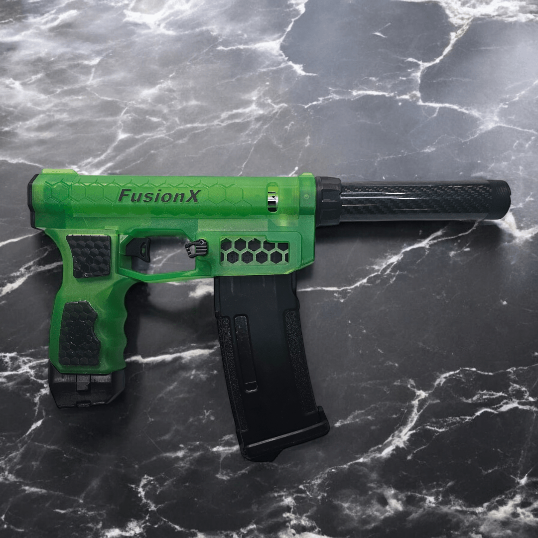 Aztech Innovations FusionX HPA Receiver in green with sleek design on a marble background.
