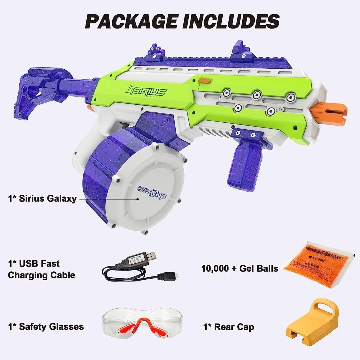 CosmoX Sirius Sci - Fi Gel Blaster – Azurite and Lime - Azraels Armoury