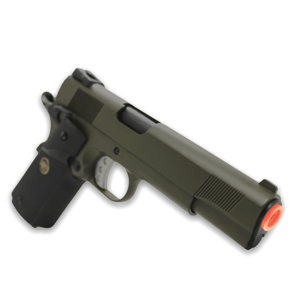 "CQB Master" WE Tech 1911 MEU Gelsoft Gas Blowback Gel Blaster - Olive Drab Version - Azraels Armoury