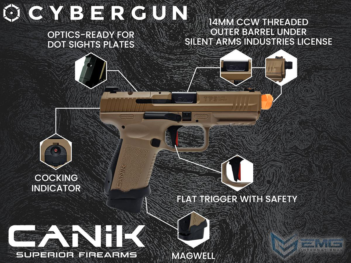 Cybergun CANIK x Salient Arms Licensed TP9 Elite Combat GBB Gel Blaster Black - Azraels Armoury