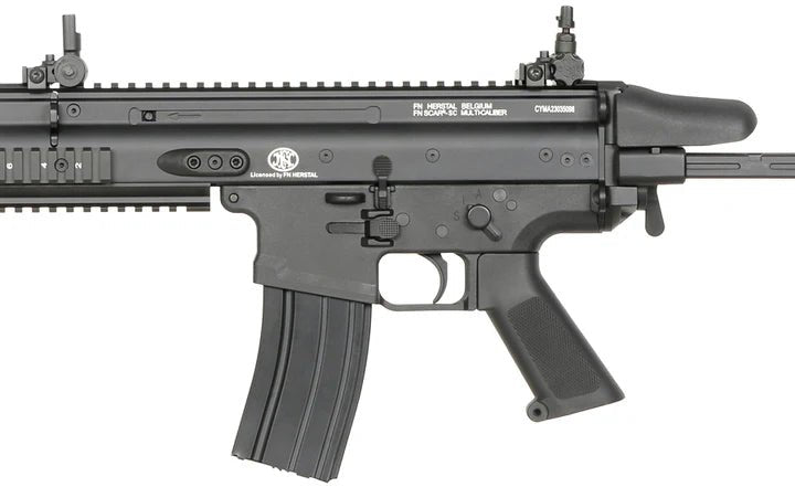 Cybergun FN Herstal SCAR-SC Compact AEG Gel Blaster replica, featuring distinctive design and sleek black finish.