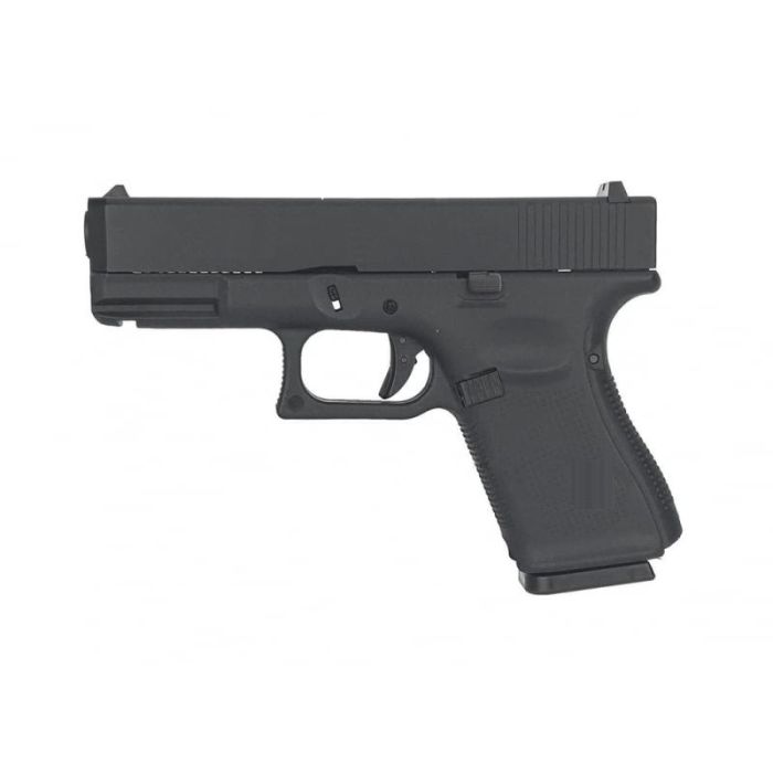 E&C G19 Gas Blowback Gel Blaster Pistol in black, showcasing its sleek design and realistic features.