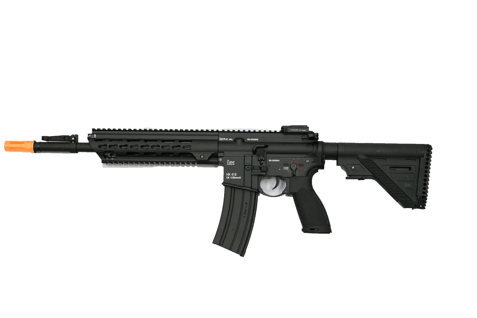 E&C HK416A7 AEG Gel Blaster with full metal construction and QD-System for quick spring replacement.