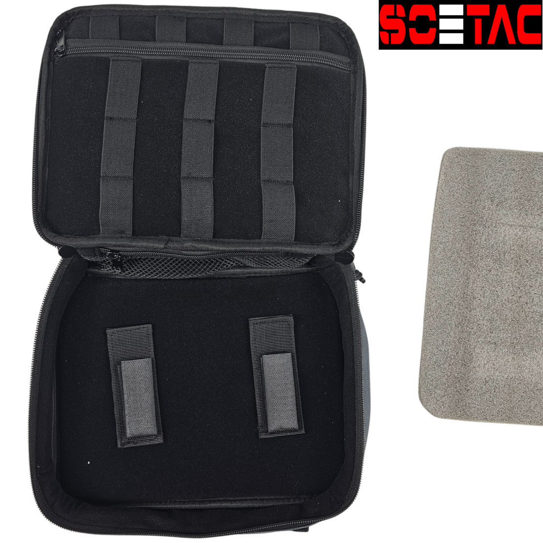 SOETAC Q206-2 Tactical Pistol Case featuring interior velcro straps for secure storage of Gel Blaster and accessories.
