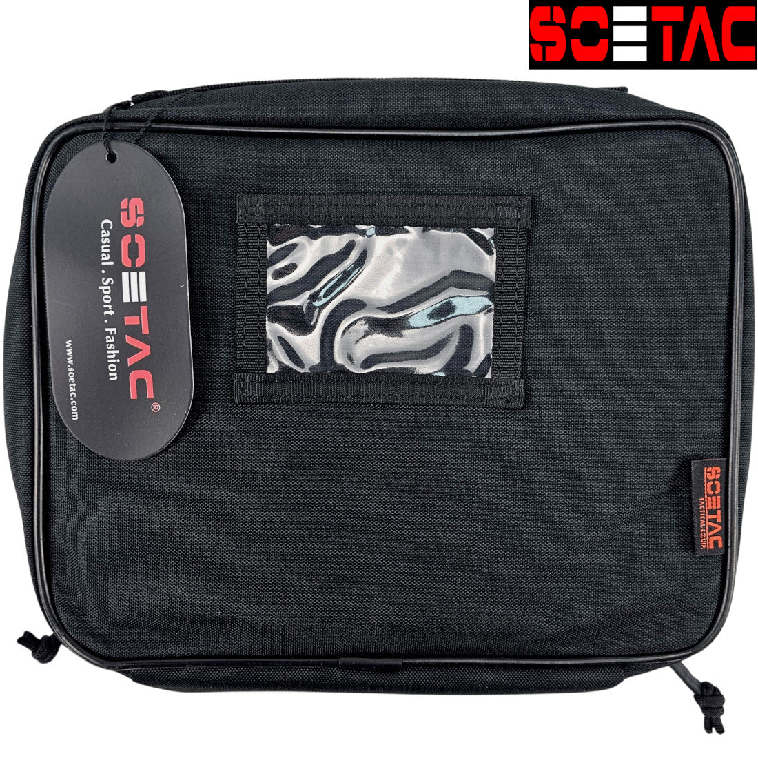 SOETAC Q206-2 Tactical Pistol Case Gel Blaster Bag in black with tag, durable 600D Oxford Cloth design.