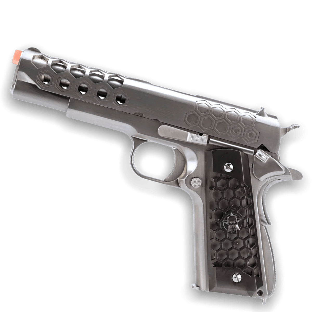 WE Tech 1911 Hex Cut Gelsoft Gas Blowback Gel Blaster - Silver - Azraels Armoury