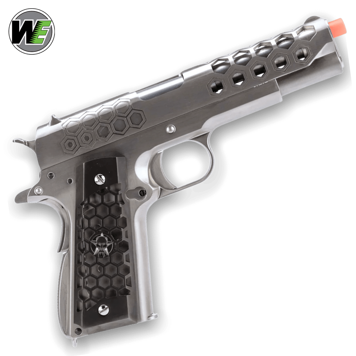 WE Tech 1911 Hex Cut Gelsoft Gas Blowback Gel Blaster - Silver - Azraels Armoury
