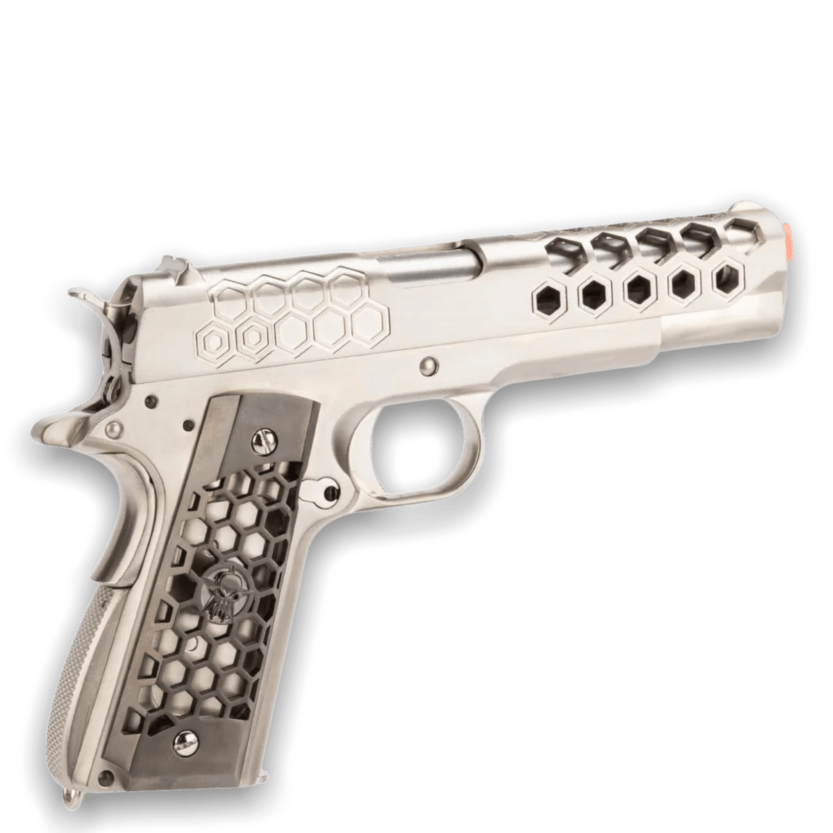 WE Tech 1911 Hex Cut Gelsoft Gas Blowback Gel Blaster - Silver - Azraels Armoury
