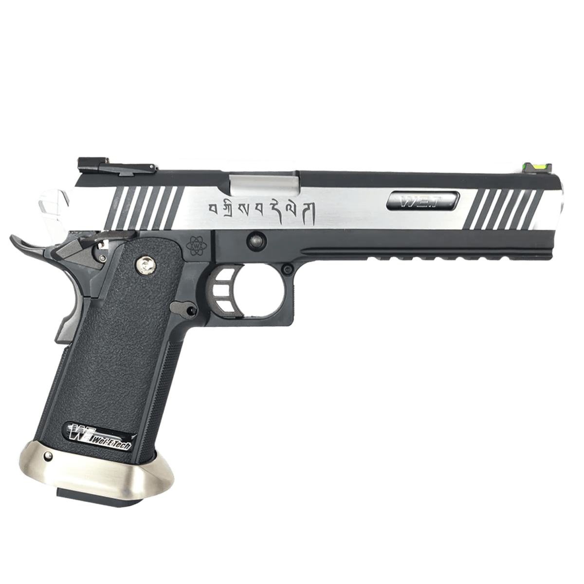 WE - Tech Hi - Capa 6" T - Rex “Force" Competition Auto/Semi Gas Blowback Gel Blaster Pistol - Black/Silver/Markings - Azraels Armoury