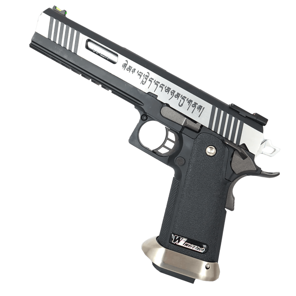 WE - Tech Hi - Capa 6" T - Rex “Force" Competition Auto/Semi Gas Blowback Gel Blaster Pistol - Black/Silver/Markings - Azraels Armoury