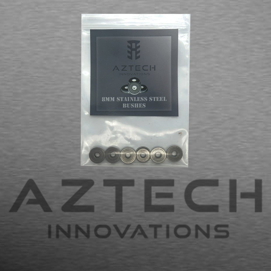Aztech 8mm Low Profile Bushes 440 Stainless V2 Gearbox for Gelball and Airsoft - Azraels Armoury